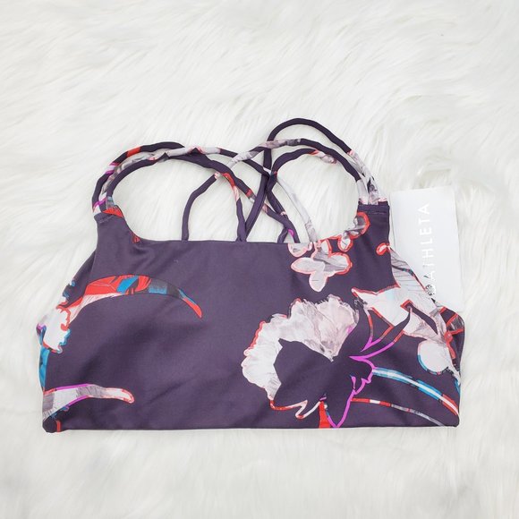 NWT Athleta Purple Printed Hyper Focused Bra - Picture 2 of 6